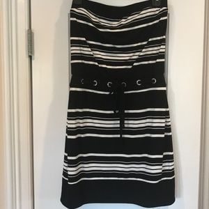 Black and White Strapless Dress